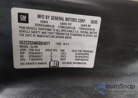 2006 Saturn Vue V6 z USA, uszkodzony, nr VIN 5GZCZ53486S824077